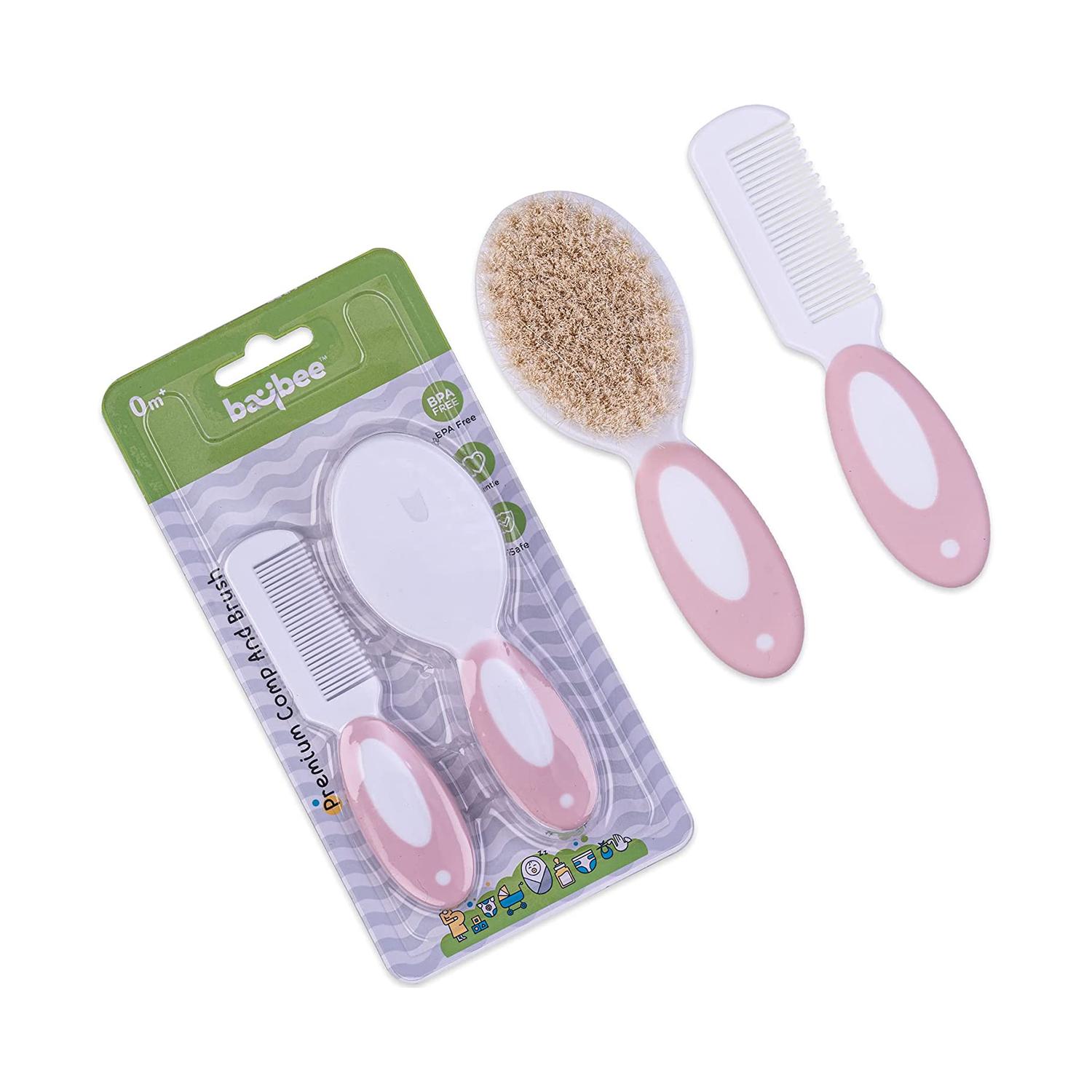 Buy Baybee Premium 2 Piece Baby Hair Brush and Comb Set (Pink) Online in  Dubai & the UAE|Toys 'R' Us