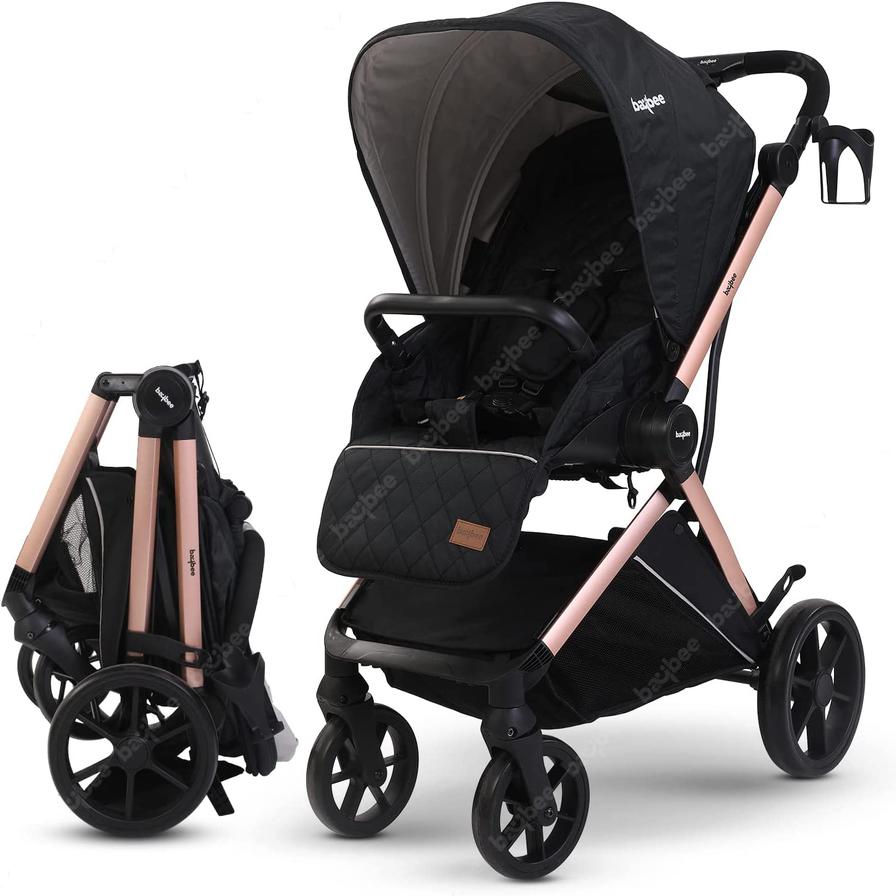 Buy Baybee Foldable Infant Baby Pram Stroller for Babies, Pram for Baby  with Aluminium Frame, 3-Position Adjustable, Canopy, Reversible Seat, Large  Wheels  Storage (Rose Gold) Online in Dubai  the UAE|Toys