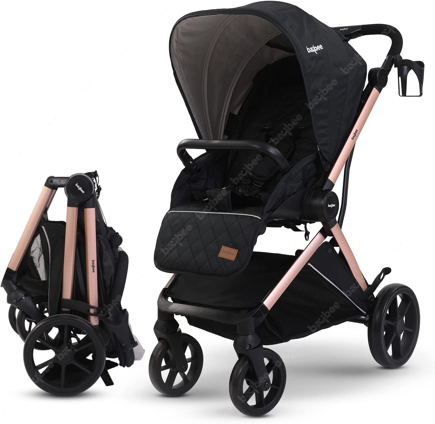 Buy Baybee Foldable Infant Baby Pram Stroller for Babies, Pram for Baby  with Aluminium Frame, 3-Position Adjustable, Canopy, Reversible Seat, Large  Wheels  Storage (Rose Gold) Online in Dubai  the UAE|Toys '