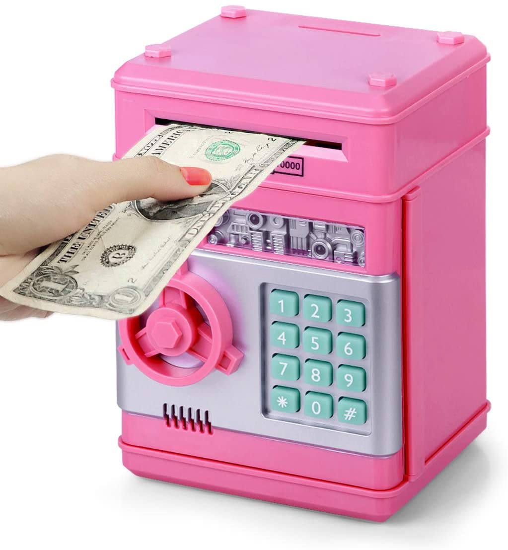 Electronic ATM Password Cash Coin Can Auto Scroll Paper... Satevin Piggy Bank 